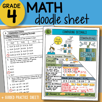 Preview of Math Doodle Sheet - Comparing Decimals - So EASY to Use! PPT Included!