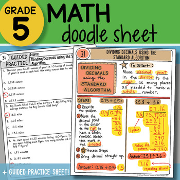 Preview of Math Doodle - Dividing Decimals - Standard Algorithm - So EASY to Use!