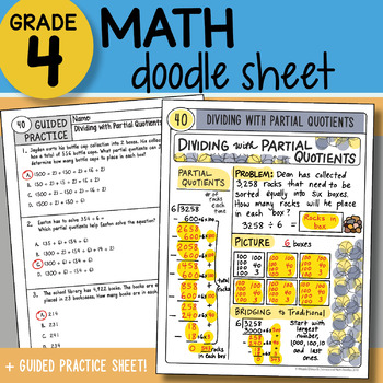 Preview of Math Doodle - Dividing with Partial Quotients - So EASY to Use! PPT Included!