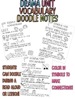 Preview of Doodle Notes Drama Vocabulary