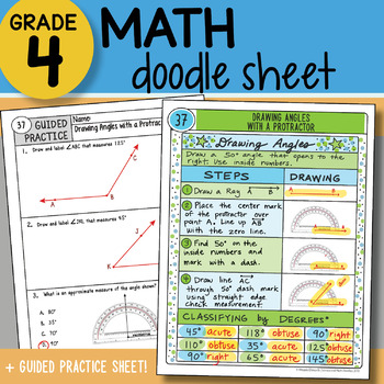 Preview of Math Doodle - Drawing Angles with a Protractor - So EASY to Use! PPT Included!