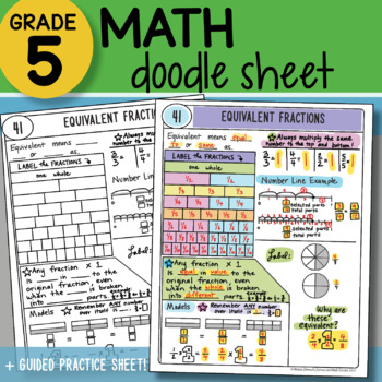 Preview of Math Doodle - Equivalent Fractions - So EASY to Use! PPT Included!