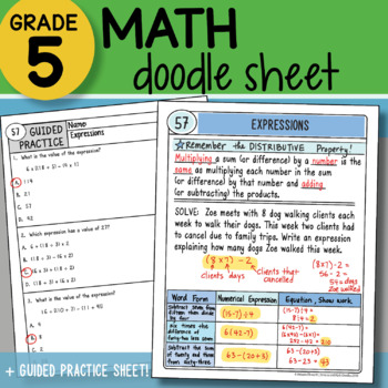 Preview of Math Doodle - Expressions - So EASY to USE! PPT Included!