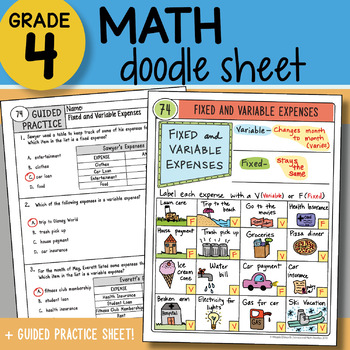 Preview of Doodle Sheet - Fixed and Variable Expenses - So EASY to Use! PPT Included