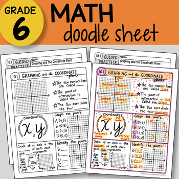 Preview of Math Doodle - Graphing and Coordinate Plane - EASY to Use Notes - PPT included!