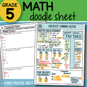 Preview of FREE! Doodle Sheet - Greatest Common Factor - So EASY to Use! PPT Included! FREE