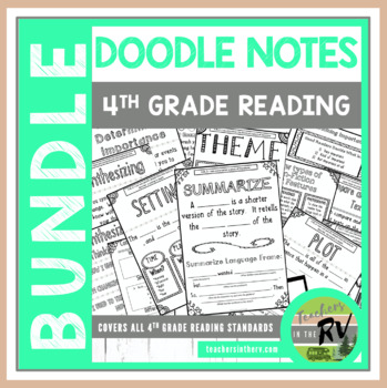 Preview of Doodle Notes  |  Interactive Notebooks  |  4th Grade  |  All Reading Standards