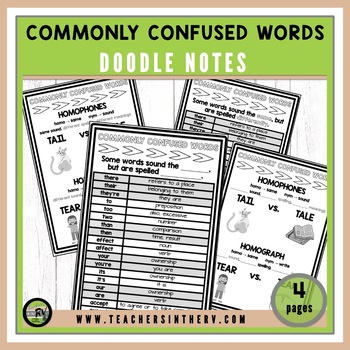 Preview of Doodle Notes | Interactive Notebooks | Commonly Confused Words