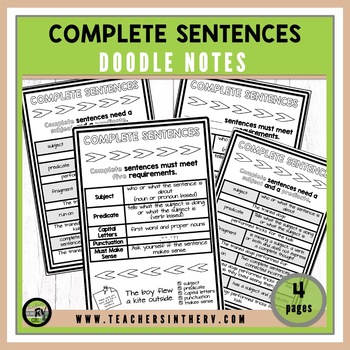 Preview of Doodle Notes | Interactive Notebooks | Complete Sentences