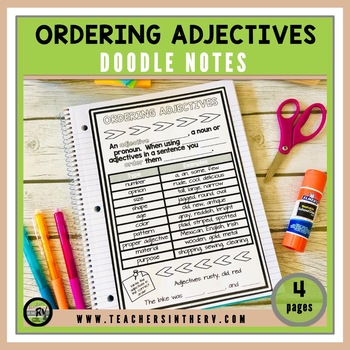 Preview of Doodle Notes | Interactive Notebooks | Ordering Adjectives