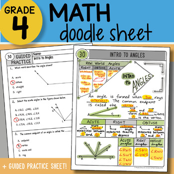 Preview of Math Doodle - Intro to Angles - So EASY to Use! PPT Included