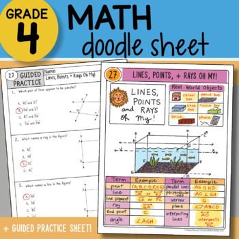 Preview of Math Doodle - Lines Points and Rays, Oh My!  - So EASY to Use! PPT Included