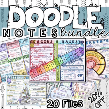Preview of Doodle Notes Bundle A - 20 Doodles at 20% off!