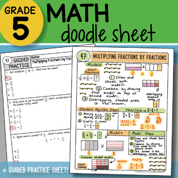 Preview of Math Doodle - Multiplying Fractions by Fractions - So EASY to USE! PPT Included