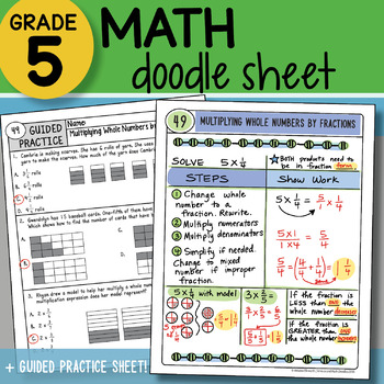 Preview of Math Doodle - Multiplying Whole Numbers by Fractions - PPT Included!