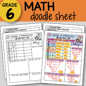 Preview of Math Doodle Sheet - Order of Operations - So EASY to Use! PPT included