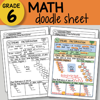 Preview of FREE! Doodle Sheet - Prime Factorization FREE! - So EASY to Use! PPT included
