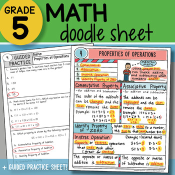 Preview of Math Doodle Sheet - Properties of Operations - So EASY to USE! PPT Included!