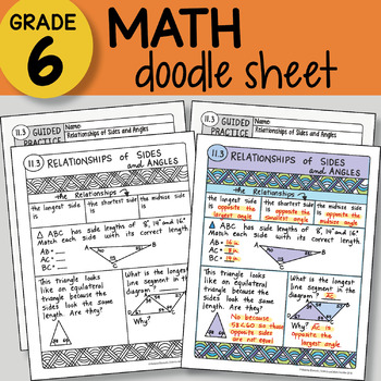 Preview of Doodle Sheet - Relationships of Sides and Angles - EASY to Use Notes w PPT