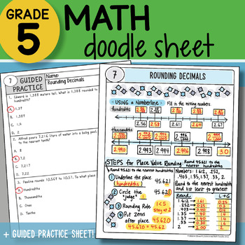 Preview of Math Doodle Sheet - Rounding Decimals - So EASY to Use! PPT Included!