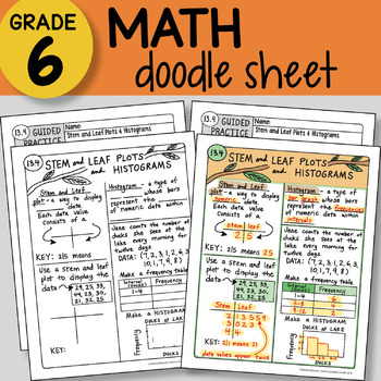Preview of Math Doodle - Stem and Leaf Plots & Histograms - EASY to Use Notes - PPT!
