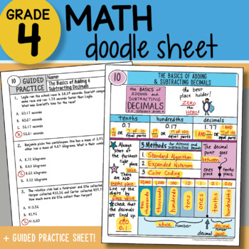 Preview of Math Doodle - The Basics of Adding & Subtracting Decimals - So EASY to Use!