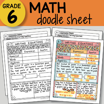 Math Doodle - Writing Equations - EASY to Use Notes - PPT included!