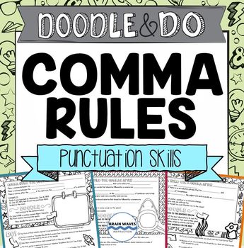 Preview of Doodle Notes and Grammar Worksheets - Comma Rules