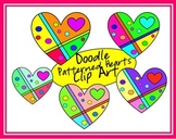 Doodle Patterned Hearts Clip Art
