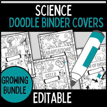 Preview of Doodle Science Binder Covers | Coloring