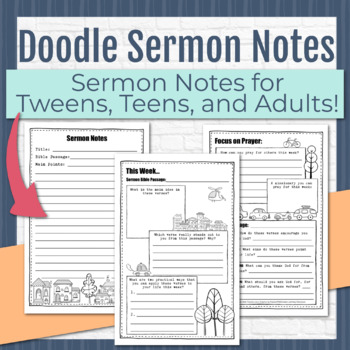 Preview of Doodle Sermon Notes for Tweens, Teens, and Adults