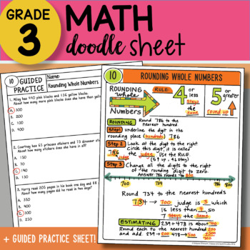 Preview of Doodle Sheet - Rounding Whole Numbers - So EASY to Use! PPT Included
