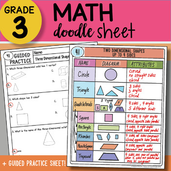 Preview of Doodle Sheet - Two Dimensional Shapes Up to 4 Sides - Notes with PPT!