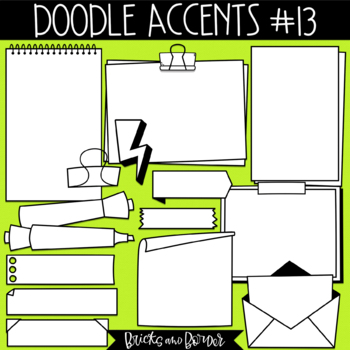 Preview of Doodle Sticky Notes Accents Clipart Set 13