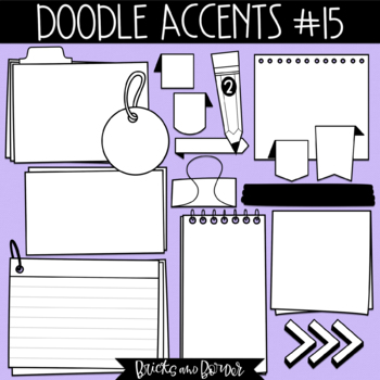 Preview of Doodle Sticky Notes Accents Clipart Set 15