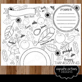 Doodle Thanksgiving Digital Coloring Page - Place mat | TpT