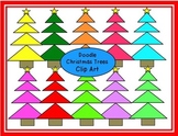 Doodle Triangle Christmas Trees Clip Art