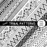 Doodle Tribal Pattern Papers - Black & White Coloring Pages