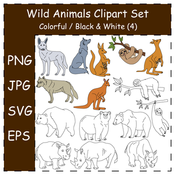 Preview of Doodle Wild Animals Clipart. Cartoon Kawaii Wildlife Clipart | Commercial Use