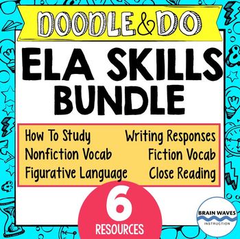 Preview of Doodle and Do ELA Skills Bundle - 6 Units - Vocabulary, Writing, Reading