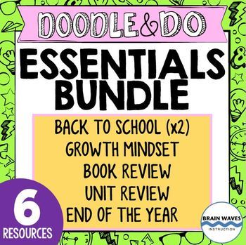 Preview of Doodle and Do Essentials Bundle - Back to School, Growth Mindset, Reflections