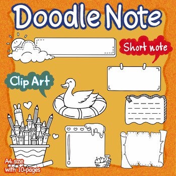 Preview of Doodle note Templates [Short note] Coloring Clip art Border (10 Styles)