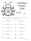 Doodlebug Division Spin!  Dividing by 2 Practice Activity/