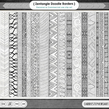 Zen Doodle Border Line Art, Geometric Page Divider ClipArt, Decorative