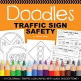 Doodles Road Safety Signs | Traffic Safety Coloring Pages