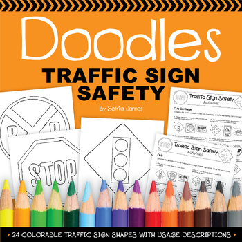 Preview of Doodles Road Safety Signs | Traffic Safety Coloring Pages
