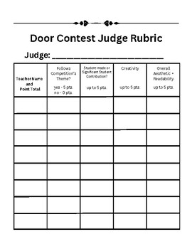 The Ultimate Guide to Door Decorating Contest Judging Sheet