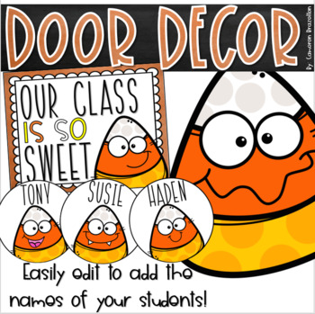 Preview of Door Decorations Bulletin Board Display Candy Corn Halloween Theme EDITABLE