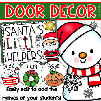 Preview of Door Decorations Bulletin Board Display  Christmas Santa Holiday Theme EDITABLE