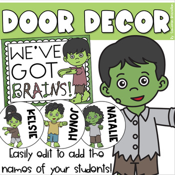 Preview of Door Decorations Bulletin Board Display Halloween Zombie Theme EDITABLE